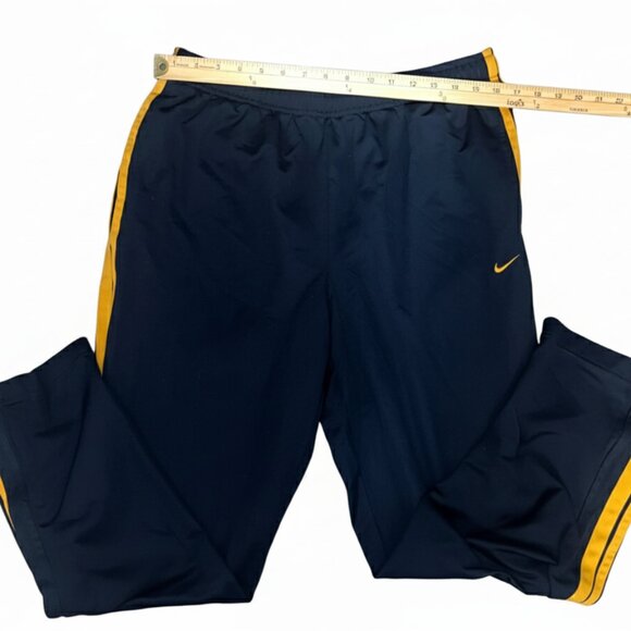 Vintage 1990s/Y2K Nike Men’s Blue and Yellow Track Pants with Ankle Zip - Picture 2 of 6